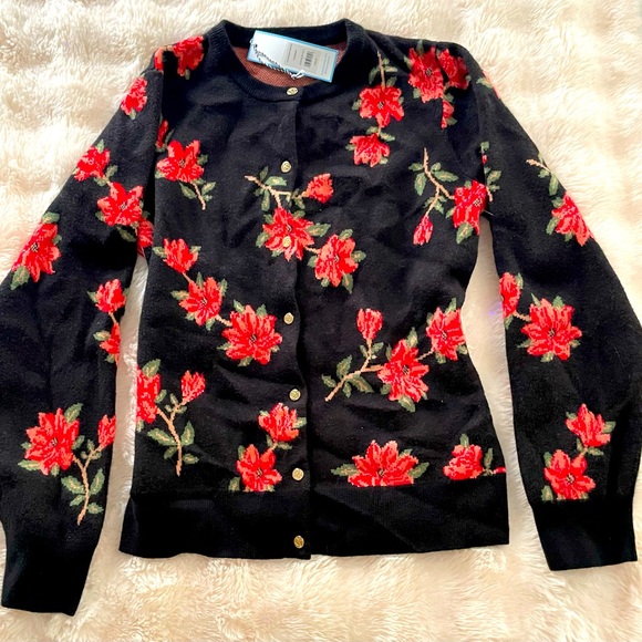 Draper James Sweaters - NWT! Draper James Rose Floral Cardigan Sweater Size L With Gold Tone Buttons